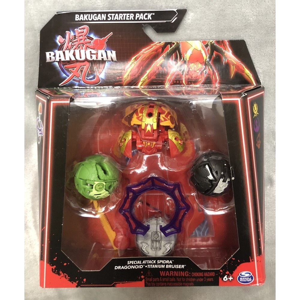 Bakugan Starter Pack Wave 4 Special Attack Spidra Dragonoid Titanium Bruiser NEW